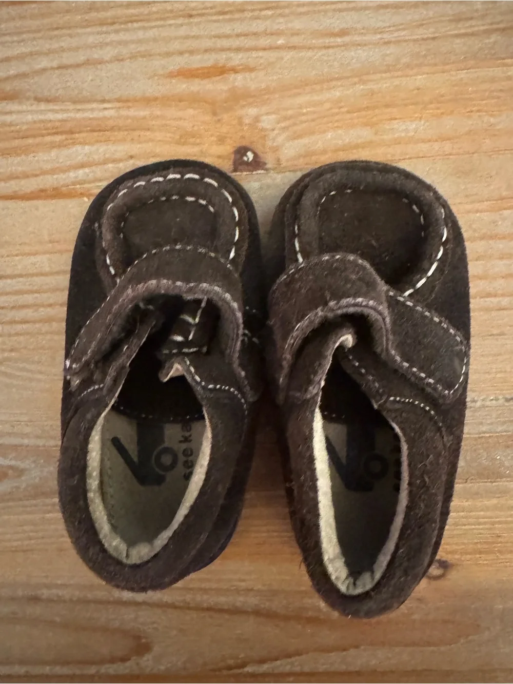 See Kai Run Toddler Brown Suede Moccasins with Hook-and-Loop Strap